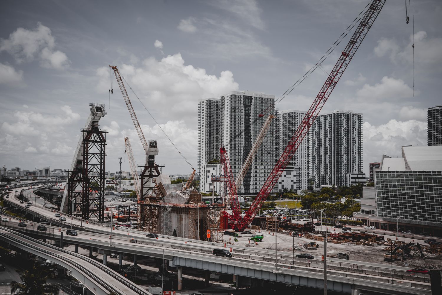 Large commercial development across a city skyline